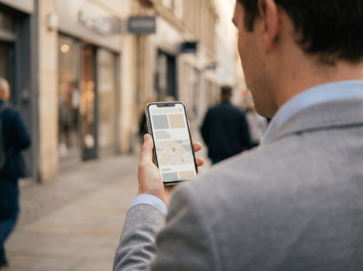 Passant cherchant un commerce à proximité, dans la rue