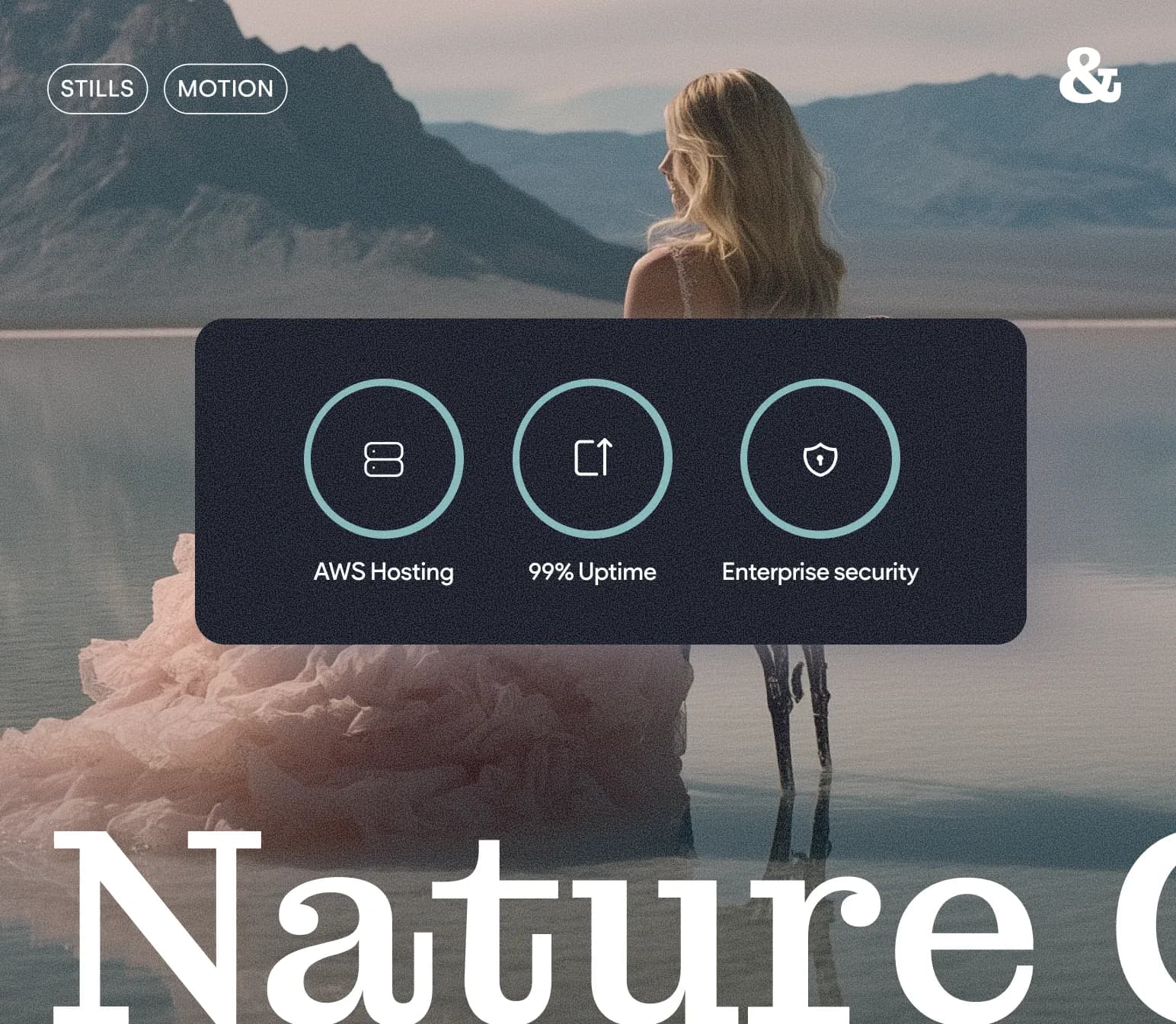 Visuel de site nouvelle génération avec hébergement AWS, disponibilité et sécurité entreprise